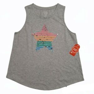 Wonder Nation Girls Tank Sz XXL (18) Grey Sequin Star Embellished